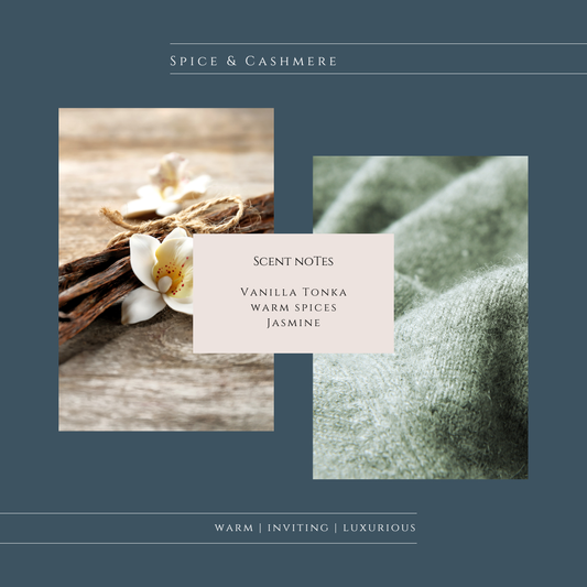 Spice and Cashmere Soy Candles, Scent Notes, Scent Description 